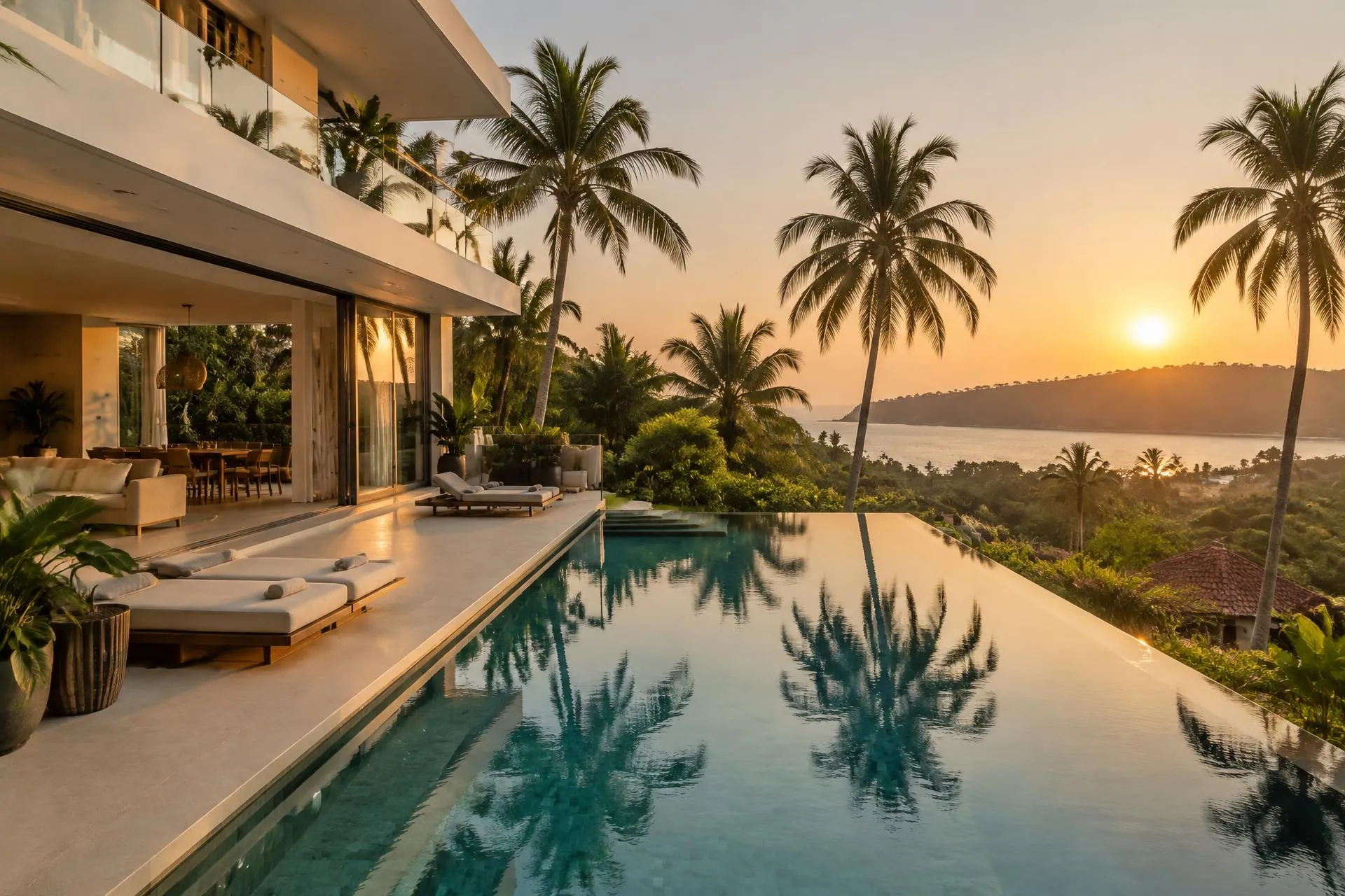 Luxury villa in Goa at golden hour
